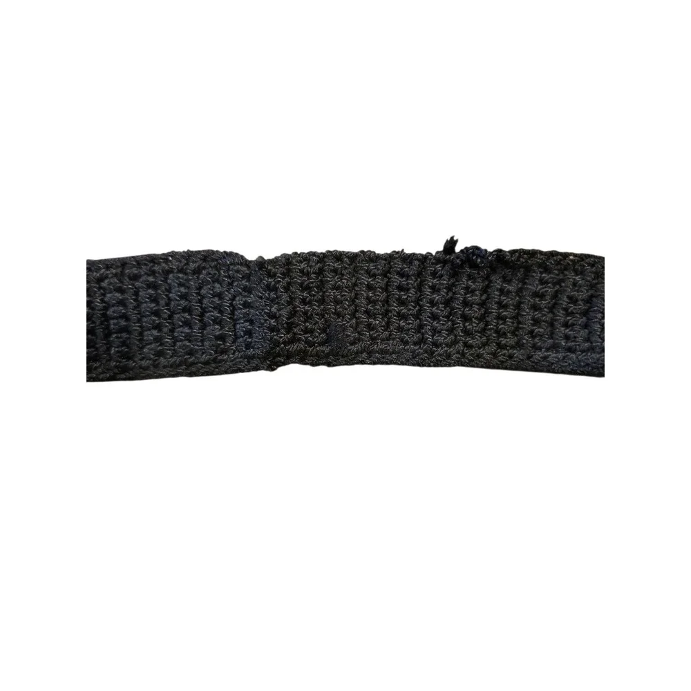 The SAK Crochet Knit Black Woven Hobo Shoulder Bag Purse Strap Damage See Pics